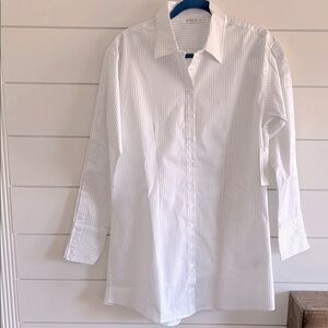 Steele Classic White Pinstripe Dress Shirt with Bralette NEW